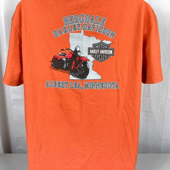 Bergdale Harley Davidson Motorcycles Albert Lea Mn XL Orange 110 Years Cotton - Picture 4 of 7